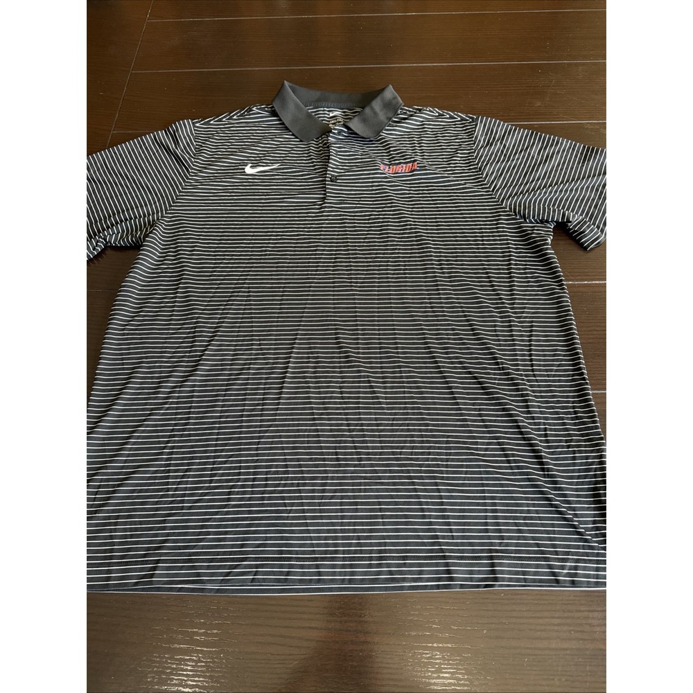 Nike Dri-FIT Florida Embroidered Striped Polo Shirt Men's XXL Black/White Golf